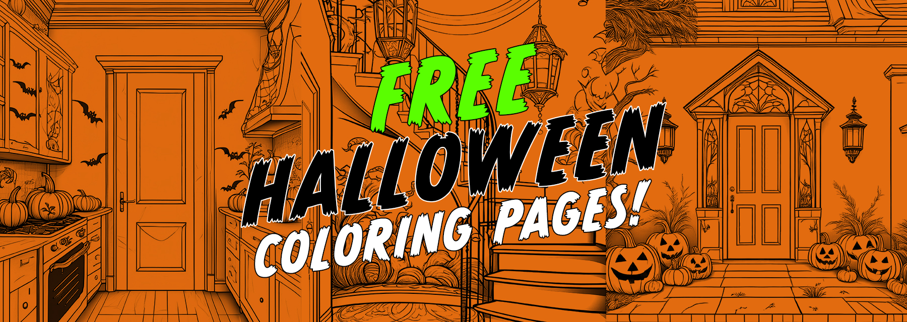 Free Halloween Coloring Pages from Cleary Millwork featuring fun designs of exterior doors, interior doors, stairs, and commercial doors. Perfect for printing and coloring with family or friends.